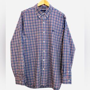 Ralph Lauren Men’s Red & Blue Classic Fit Plaid Long Sleeve button Shirt XXL